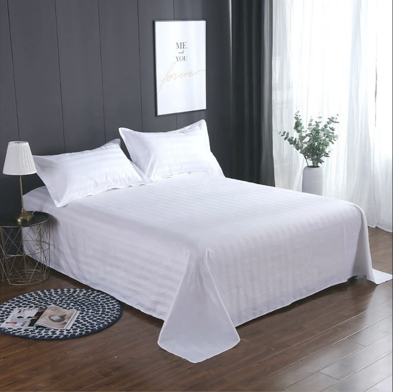3CM Stripes Flat Sheet - STARS Hotel Supplies